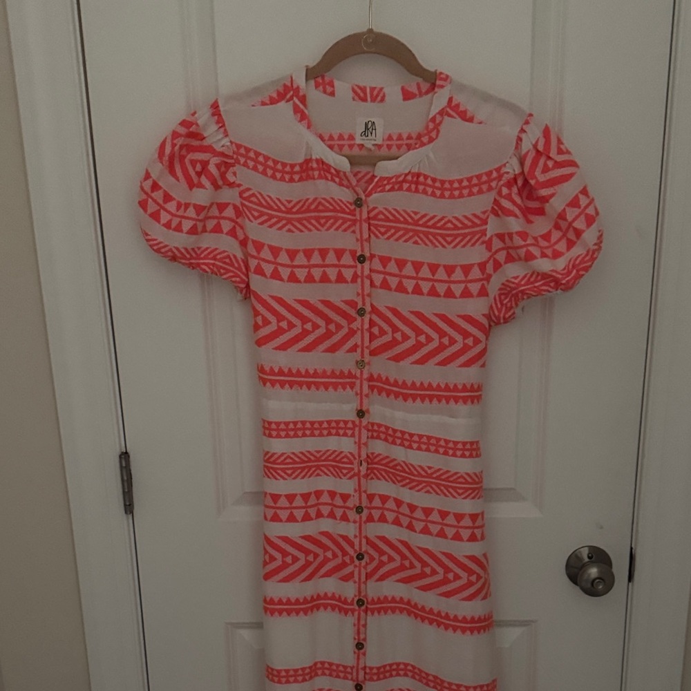 Neon Orange and White Patterned Dress